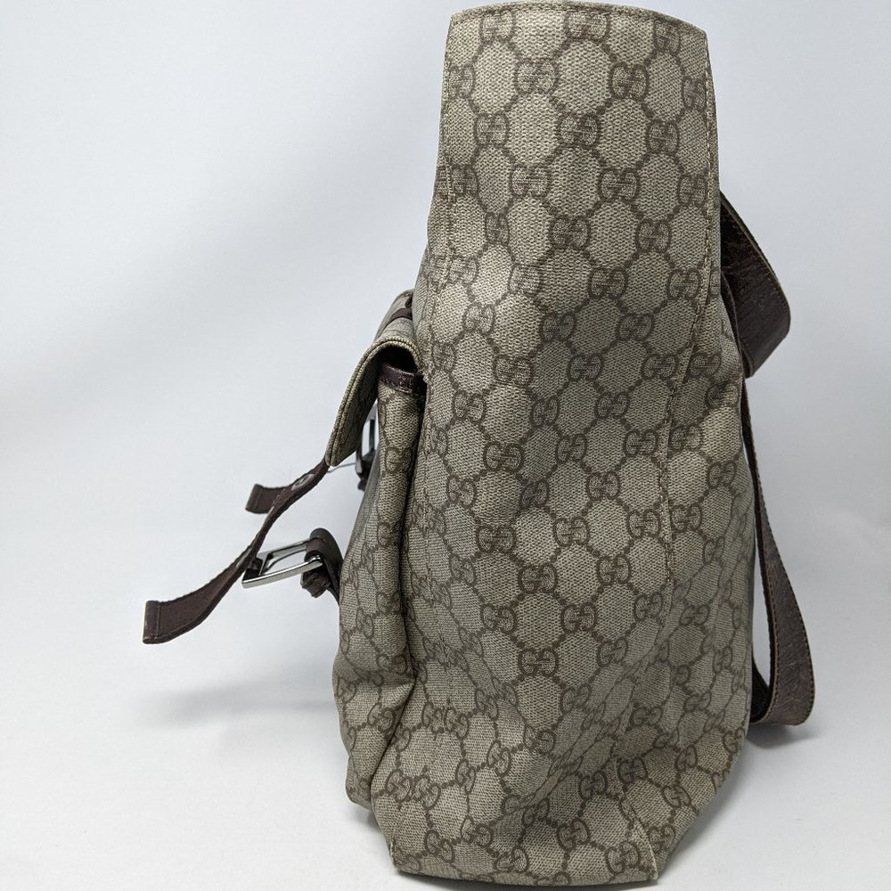 GUCCI PVC Beige & Dark Brown Two Pocket Tote Bag - Picture 4 of 16